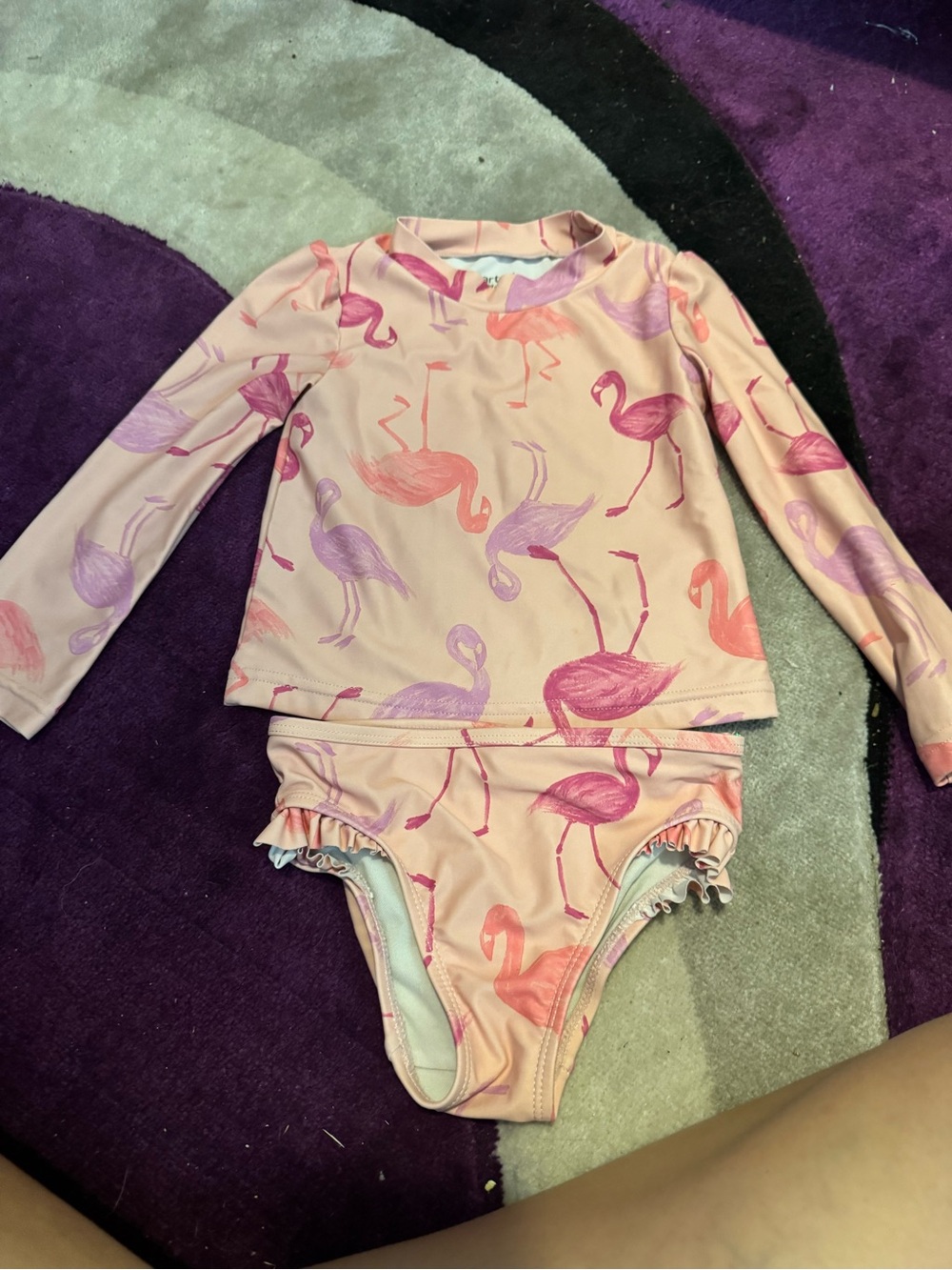 Carter's Pink Flamingo Long-Sleeve Rashguard Swim Set
